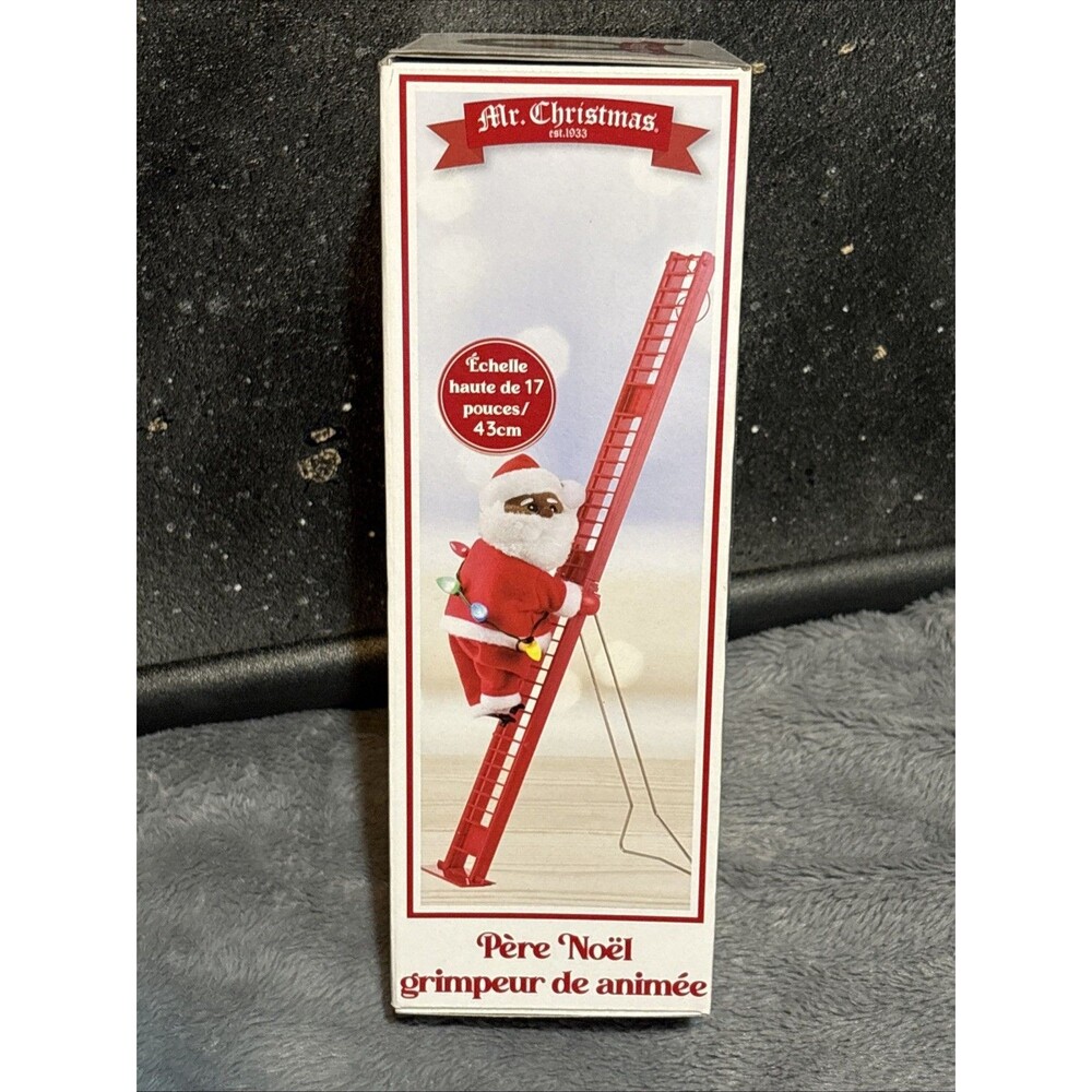 Mr. Christmas Climbing Musical Plush Santa On Ladder